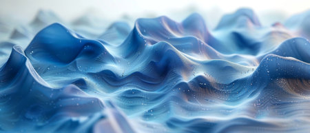 3D rendering of a futuristic point wave. Abstract digital wave with a blue circular shape on the background.の写真素材