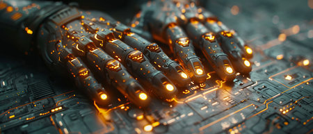 In the future, mankind will be enabled to access information and data through the Internet by the use of smart robotic technology and artificial intelligence technology, along with futuristicの写真素材