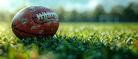 Basketball, baseball, football, rugby, and cricket equipment on grassの写真素材