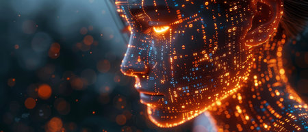 An AI (Artificial Intelligence) concept. A deep learning concept. A GUI (Graphical User Interface).の写真素材