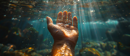 Streams of images reaching from the depthsの写真素材