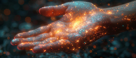 Conceptual image of a woman touching the metaverse universe, Digital transformation for the next generation of technology.の写真素材