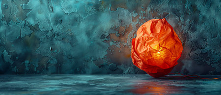 The concept of doodle art, illustration painting, and creativity with a paper ballの写真素材