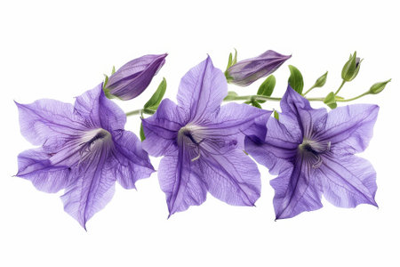 Platycodon grandiflorus flowers on white backgroundの写真素材