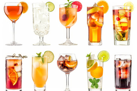 An illustration of a cocktail collection isolated on whiteの写真素材