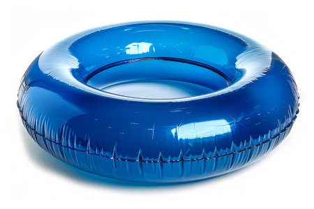 An inflatable round tube in blue isolated on white