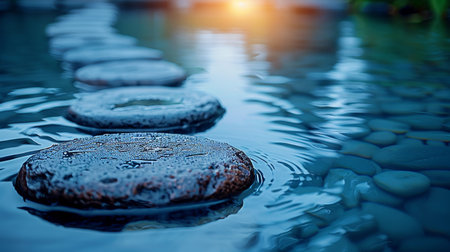 Streams of Blue Water - Zen Conceptの写真素材