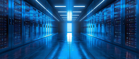 Abstract Conceptual computer banner or background with text placed in center. Cloud computing in...