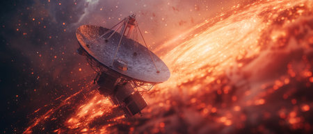 Abstract 3D satellite antenna. Radio telecommunication, astronomical telescope, military radar,...