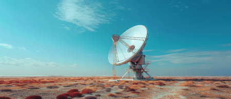 Satellite antenna. Abstract 3D satellite antenna. Radio telecommunication, astronomical telescope,...