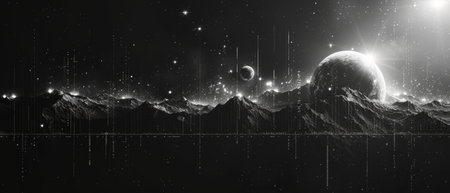 In the form of a starry sky, a growth chart is shown using points, lines, and shapes representing...