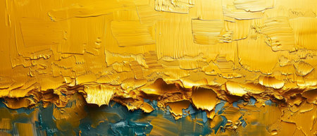 Paintings on canvas. Abstract art background with golden texture. Brushstrokes on canvas. Modern...