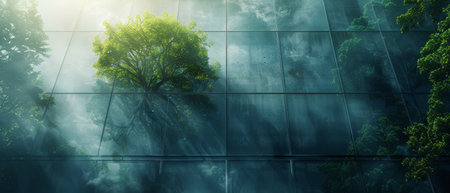 Sustainable green building in a modern city. Eco-friendly building that reduces carbon dioxide....