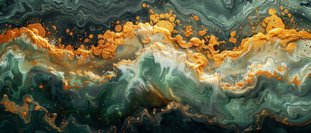 Golden brushstrokes. Textured background. Oil on canvas. Modern Art. Modern Art. Floral, green,...