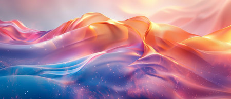Luminous Euphoria 3D Metallic Shades Ribbons and Dynamic Holographic Waves Illuminate a Serene...