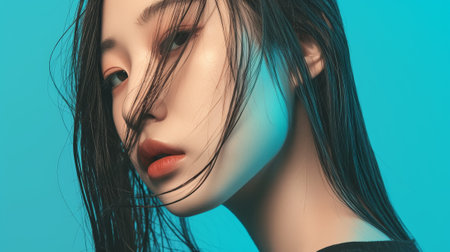 Young womans beauty concept. Hair care. Cosmetics.の素材