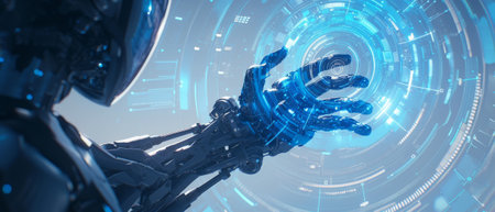 The use of tools AI. technology smart robots science and artificial intelligence technology, and innovation in providing access to information and data online,の素材