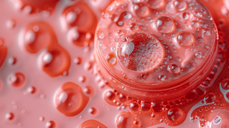 Cosmetic gel with hyaluronic acid. Cosmetic product with pink background. Copy space is provided.の素材