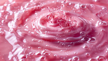 Cosmetics and skin care pink product with hyaluronic acid. Cosmetics clear liquid transparent cream with hyaluronic acid.の素材