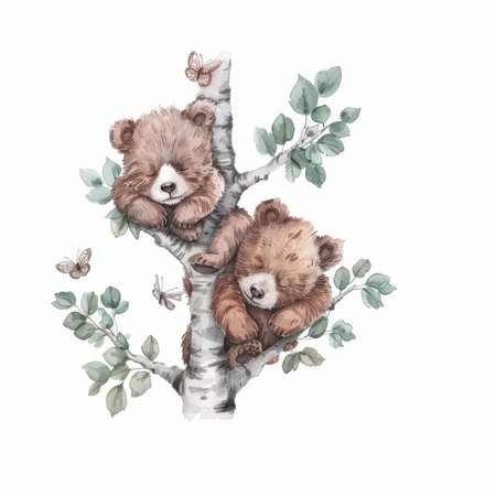 Baby bears sleeping in the gardenの素材