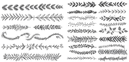 Lines, borders and laurels setのイラスト素材