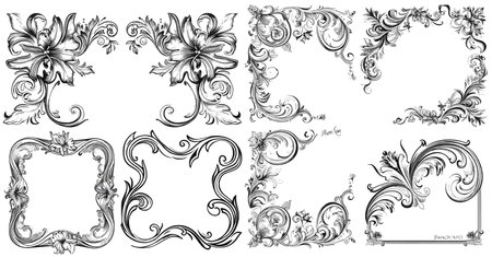 Loaders..Line art..Frames..Vector..Full Vector..Chapter dividers and decorations setのイラスト素材