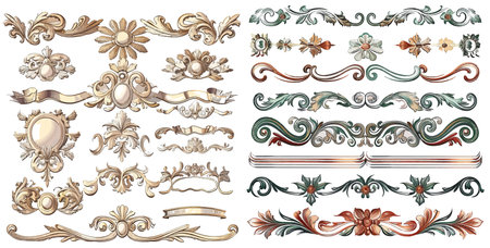 Vector illustration of decorative border and frame set.のイラスト素材