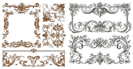 Set of border and frameのイラスト素材