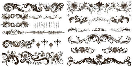 Vector set of calligraphic design elementsのイラスト素材