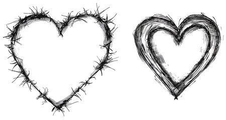 drawn hand line border frame divider heart scribble sketch vector hand drawn vectorのイラスト素材