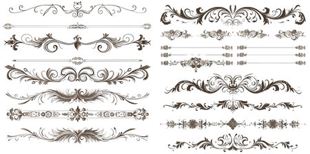 vector set: calligraphic design elements and page decorationのイラスト素材