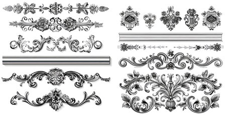 Vintage elements and borders set for ornate and decorationのイラスト素材