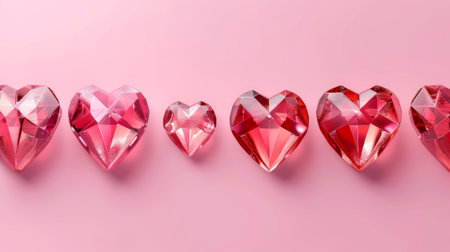 Detailed 3D illustration of red love symbol with glossy surface and shimmering mist for valentine day decoration.の素材