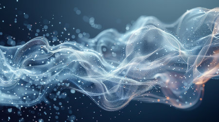 Abstract light effect blowing from an air conditioner, purifier, or humidifier. Dynamic blurred motion flow in an isometric view.の素材