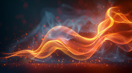 Flowing hot air icon. Warm air element for heater. Gradient curve line - modern illustration.の素材