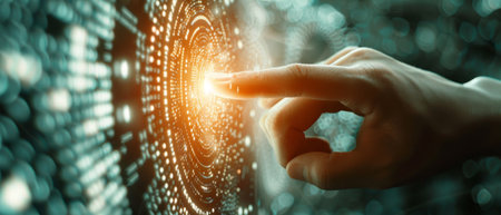 Businesses use virtual screens and log in with verified identity credentials over a network of data protection technology on a digital padlock to protect their business data from cyber attacks.の素材
