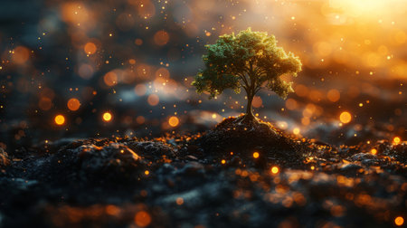 Sprout and tree on a planetの素材