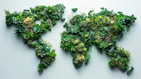 The ecological map represents the protection of the environment, isolated on white background. Ecology concept.の素材