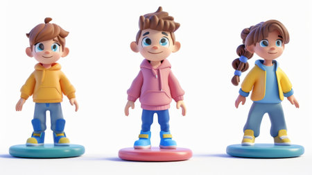 On a white background, a boy and girl are illustrated.の素材