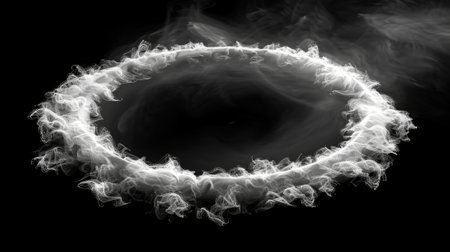 A whirlwind spiral or heavy dust steam isolated on black background. A smoke circle, a wind storm vortex, or a smog cloud. It could also be a tornado.の素材