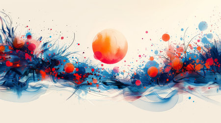 Design for wall decoration, postcards, posters, or brochures with hand drawn doodle scribble circles.の素材