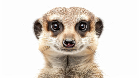 White background with a portrait of a Meerkat.の素材