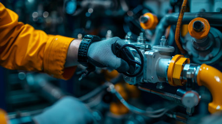 Assisting with and servicing equipment through hand touching maintenance and repair...の素材