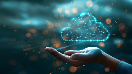 UI of cloud computing technology for global businesses. User interface of cloud computing technology for internet storage networks. Cloud server data storage for global business networks.の素材