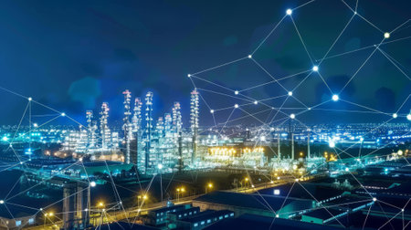 Automation and data exchange as part of a smart industry concept.の素材