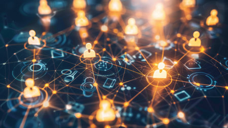 Management of Human Resources. Concept of Recruitment Business Network. Group of teamwork.の素材