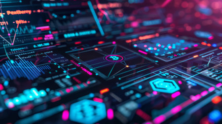 The concept of DeFi Decentralized Finance. Blockchain technology, cryptocurrency, etc.の素材