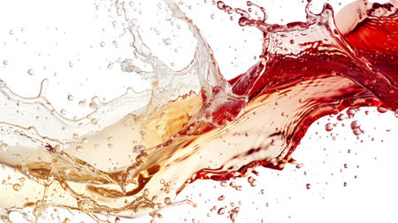 The splash of red and white wine on the diagonal.の素材