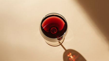 Shadow on red wine glass. Top view.の素材