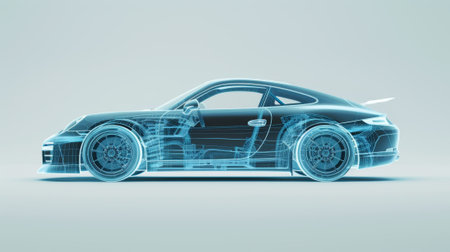 Car x-ray on gray background in 3Dの素材